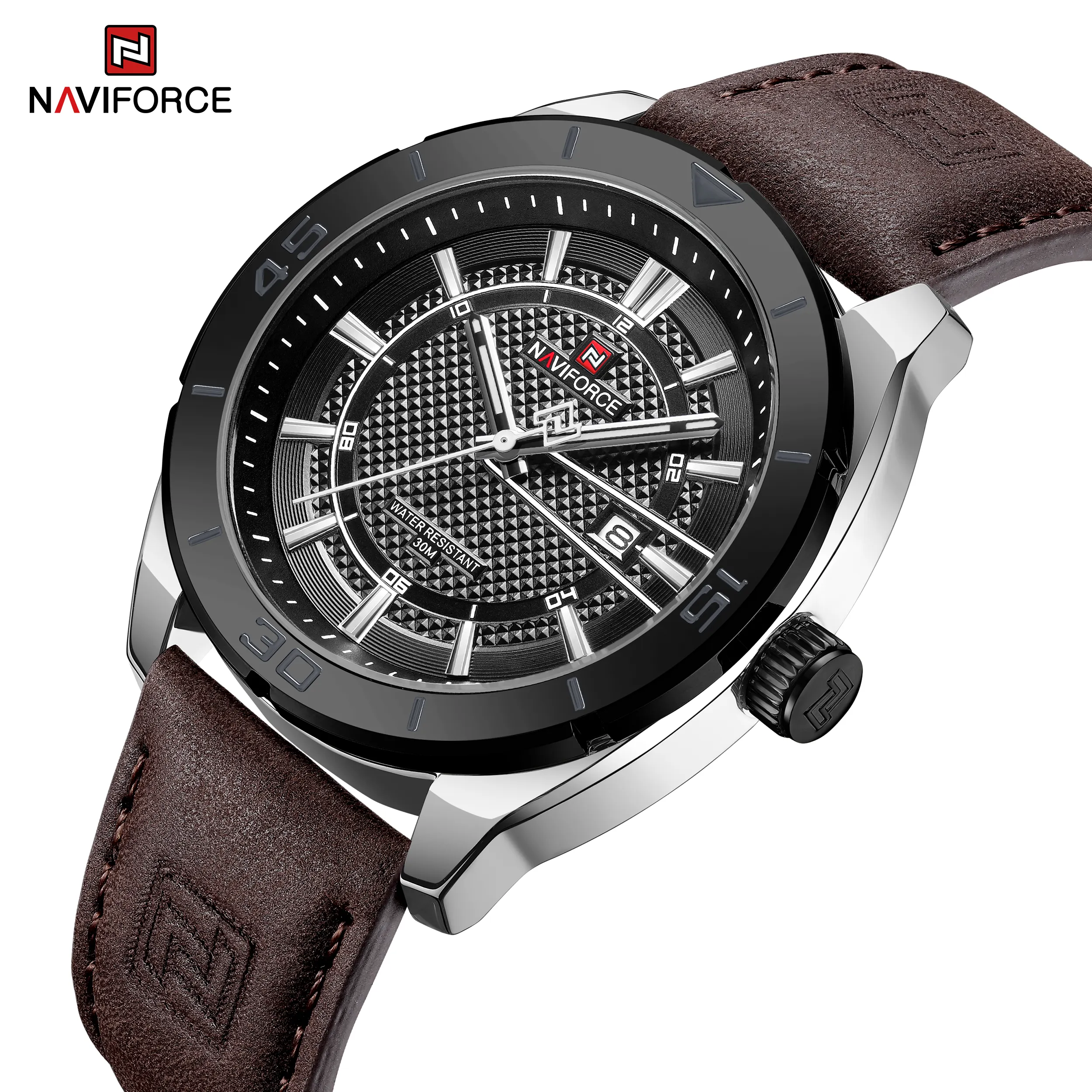 NAVIFORCE NF9209 high quality fashion men quartz watch 2023 Leather band Waterproof Calendar Simple business reloj watch