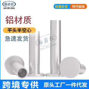 Rivets semi-tubulaires en aluminium M2 M2.5 M3 M4 M5 M6 M8 à tête plate et âme creuse GB875, accessoires de quincaillerie - Product Image 4