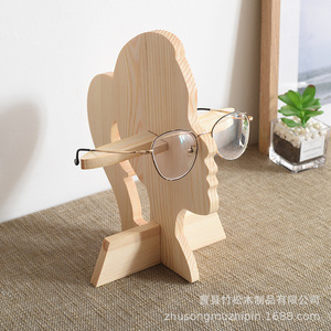 Wooden Eyewear Display Rack 2 Slots Handmade <b>Desktop</b> <b>Stand</b> For Sunglasses And Glasses - Product Image 3