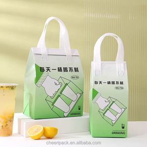Sac à lunch isotherme en tissu non tissé personnalisé avec logo écologique, avec revêtement imperméable pour les services de livraison de nourriture - Product Image 1