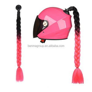 오토바이 헬멧 브레이드 램프 트위스트 흡착식 모터바이크 헬멧 장식 여성용 가발 브레이드 듀얼 피그테일 포니테일 헬멧용 - Product Image 2