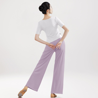 Costume de danse pour femmes, pantalon large en soie glacée et ajusté, combinaison de danse classique chinoise, effet fluide