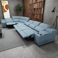 Ensemble de canapés modulaires en U inclinables électriques en cuir premium avec grande capacité d'accueil pour salle d'exposition