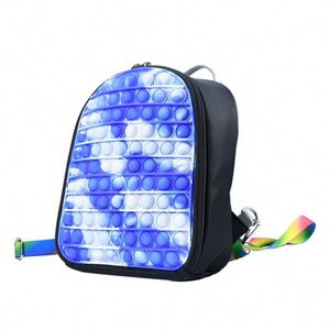 Mochila Escolar Antiestrés de Poliéster Multicolor Camuflaje Ecológica con Juguetes Sensoriales para Niños, Arcoíris - Product Image 2