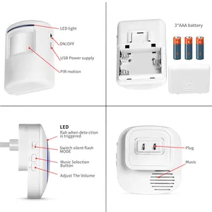 Alibaba Welcome Motion Sensor Ding Dong Chime Alarma Y Timbre Inalambrico Shop Office Entry Detector Cordless Door Infrared Bell