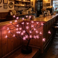 LED Weihnachts-Plastik-Dekobaum Pfirsichblütenbaum-Lampe Batteriebetrieben 40cm Weiß Batterie/USB-Stecker Dual-Betrieb