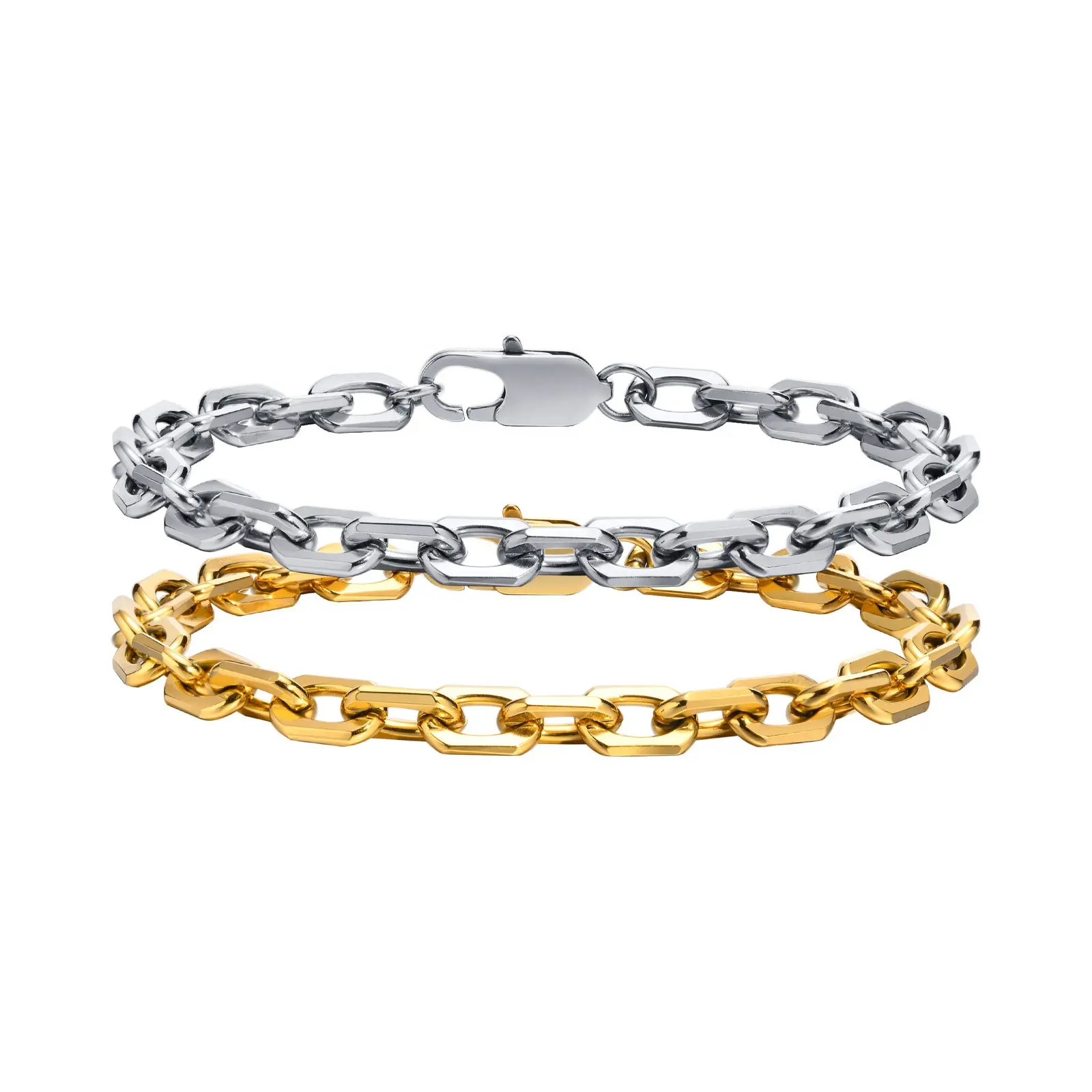 Korean Design 18k Pvd Gold Plated Stainless Steel Cross Chain Bracelet Jewelry For Men Women