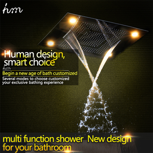 Juego de ducha con música, cortina de cascada de niebla de lluvia, cabezal de ducha led de 600x800mm, 6 funciones, termostática - Product Image 6