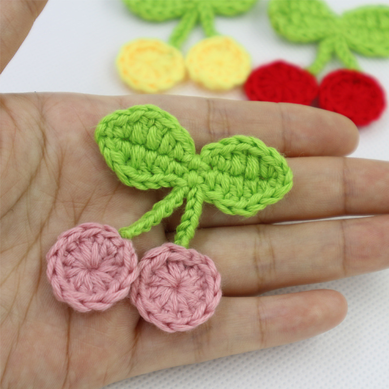 Оптовая продажа с фабрики, молочная хлопчатобумажная пряжа, модная одежда, Декор, фрукты ручной работы, вязание крючком, вишневая нашивка