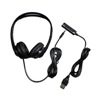 Headset Overhead pembatalan kebisingan kabel Usb berwarna