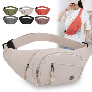 Women's Waist <b>Bag</b> Nylon Multi Layer Zipper Water Resistant Casual Everyday Use Orange - Product Image 2