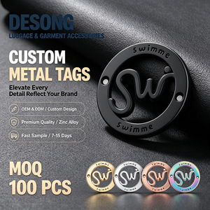 Plaques de marque en métal personnalisées en relief, étiquettes de logo en métal durables, accessoires pour vêtements, jeans, sacs - Product Image 1