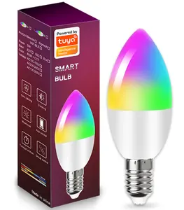 지그비 투야 E14 스마트 전구 밝기 조절이 가능한 WiFi Led 전구 조명 RGB + CW + WW E14 지그비 램프 스마트 라이프 알렉사 구글 홈 음성 제어