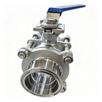 Vanne à bille sanitaire Tri-Clamp 3 pouces en acier inoxydable SS304, 3 pièces, qualité alimentaire, pour l'industrie agroalimentaire et laitière