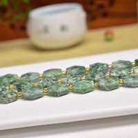 DIY Best-seller Perles en vrac-13mm Tache verte naturelle Hexagramme à facettes Accessoires de mode et bijoux