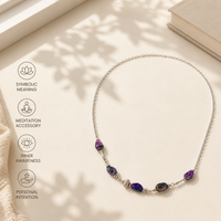 Kalung Rantai Tembaga Murni Batu Sugilite Alami Afrika Selatan untuk Meditasi Spiritual Chakra Yoga