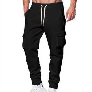 Pantalon de jogging décontracté pour homme en molleton avec cordon de serrage, doublé, coupe ample, multi-poches, pour le sport et la gym, jambe droite - Product Image 4