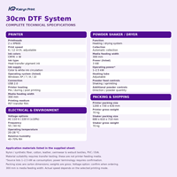 Printer DTF 30cm Dual XP600 Printhead dengan Penggoyang Bubuk dan Vacuum Cleaner Terintegrasi untuk Pencetakan Transfer Panas pada Kaos, Kulit, dan EVA