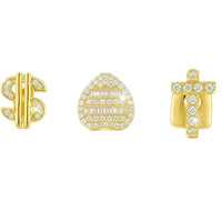 Bestseller transfrontalier : Ensemble de trois pièces de protège-dents hip-hop en cuivre incrusté de zircon, avec motifs croix, dollar et cœur