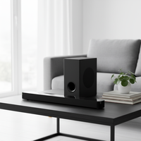 Nouveauté 2026 : Système Home Cinéma sans fil 2.1 120W avec Subwoofer DeepBass et Télécommande, en Plastique et Bois, le plus vendu