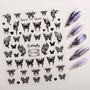 Venta al por Mayor de Fábrica, Pegatinas y Envolturas de <span class=keywords><strong>Uñas</strong></span> Brillantes, Impermeables, de Plástico, con Diseño Punk Oscuro, 3D, DIY, con Serpientes y Mariposas, para Chicas Modernas - Product Image 5