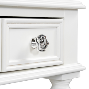 Modern Vanity <b>Desk</b> with Mirror Wood Makeup Table and Cushioned <b>Stool</b> Set with 3 Drawers for Bedroom & Hotel Use - Product Image 3