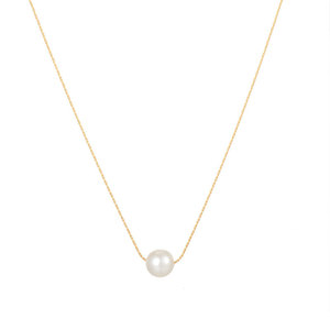 Collier avec pendentif en perle plaqué or 18 carats en acier inoxydable 316L résistant à l'eau et au ternissement avec logo personnalisé pour femmes - Product Image 6