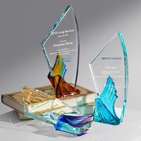 Trophée personnalisé avec impression en relief, gravure de logo sur mesure, base flamme couleur personnalisée, plaque de récompense d'entreprise pour événements annuels