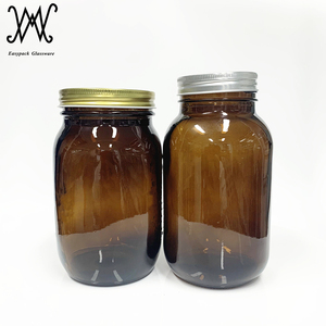 8Oz 16Oz 32Oz Thường Xuyên Miệng Rộng Amber Màu Glass <span class=keywords><strong>Mason</strong></span> Lọ Với Kim Loại Vít Nắp Cho Thực Phẩm Lưu Trữ Lightproof - Product Image 4