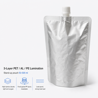 Sachet Doypack en aluminium avec bec verseur pour détergent liquide, 500 ml, rechargeable, avec bouchon à vis anti-fuite, impression personnalisée