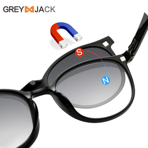 Thời trang TR90 từ phân cực clip trên Kính retro vòng quang học kính mắt theo toa khung nam giới và phụ nữ 6218 - Product Image 3