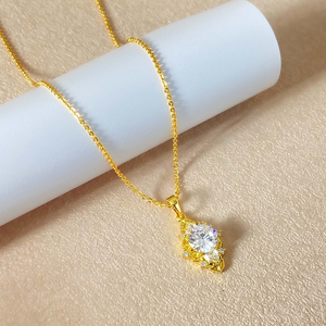 FOXI JEWELRY Women's Gold Plated Cubic Zirconia Pendant Necklace Classic Snake <b>Chain</b> Everyday Wear Jewelry - Product Image 3