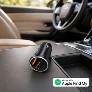 Caricabatterie per Auto Universale USB + Type-C in Materiale ABS, Uscita 12V/2A, Modello TR200, Certificazione MIF, Localizzatore Find My Tracker - Product Image 2