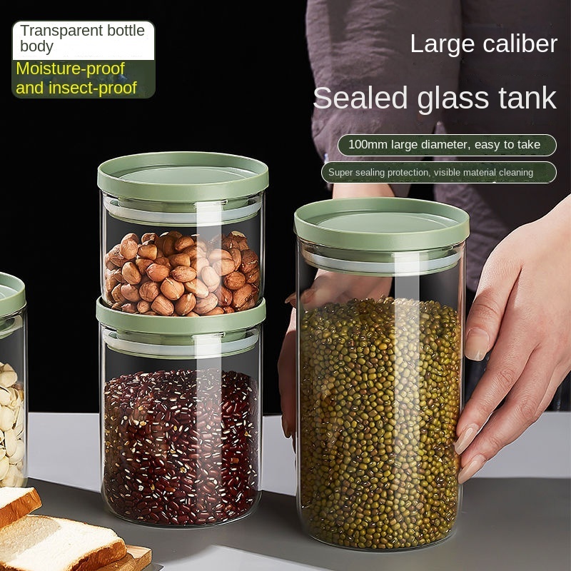 Borosilicate Glass Airtight Multifunction Classic Canisters for Kitchen Spice Sugar Candy Cookie Rice Food Storage Jars PP Lid view 2