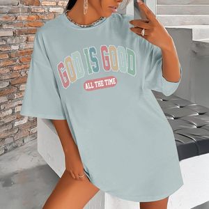 T-shirt surdimensionné pour femme FOXA - Dieu est bon - T-shirt inspirant avec verset biblique - Jersey 100% coton respirant - Product Image 3