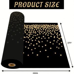 White and Gold Polka Dot <b>Disposable</b> Tablecloth Party <b>Table</b> Covers 54 Inch X 100 Feet Plastic <b>Table</b> <b>Cloths</b> Roll With Cutter Box - Product Image 3