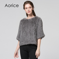 CR004 Nouveau pull-over pour femme en vraie fourrure de lapin, manteau tricoté, veste, gilet, châle, smock, combinaison, 11 couleurs