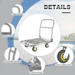 Uholan SUST-400 Square Tube Edelstahlplattform Handwagen Trolleys Kapazität 400 kg mit 4 Rädern