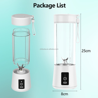 Draagbare Mini Handblender Roestvrijstalen mes ABS-behuizing Single-Speed ​​Juicemixer 6 messen 400 ml Waterdicht 150 W USB