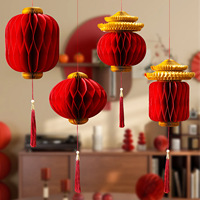 Lanternes en papier nid d'abeille du Nouvel An chinois, décorations suspendues rouge cheval pour le Festival du Printemps, le Nouvel An, les inaugurations de magasins et les fêtes.