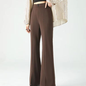 Automne hiver nouveau ouvert évasé taille haute mince droit drapé Micro <span class=keywords><strong>Lama</strong></span> pantalon Style décontracté - Product Image 1