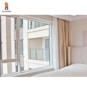 Ventanas de triple panel modernas de estilo americano de alta calidad insonorizadas y a prueba de viento con persiana plegable tipo cortina sala de estar Villa