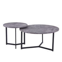 Ensemble de tables basses modernes de luxe en placage de noyer, revêtement en papier, rond, en MDF noir, meubles de salon, table basse pour le thé