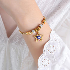 Moge Jewelry Pulsera de ojo con incrustaciones de cristal ajustable para mujer En Acier Inoxydable Pour Femme Star Heart Charm Pulsera de moda - Product Image 6