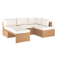 Meubles de patio modernes en rotin, canapé d'angle de salon extérieur, ensemble de canapés modulaires en osier, canapé de jardin en forme de L pour l'arrière-cour