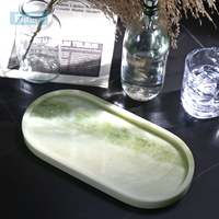 Plateau ovale moderne en marbre vert émeraude naturel pour bougies, bijoux, fruits, collations, présentation de table, décoration de hôtel et de fête