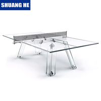 Compétition internationale Table de ping-pong en acier inoxydable de taille standard Table de ping-pong en verre trempé transparent