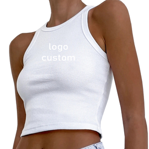 <span class=keywords><strong>Canotta</strong></span> da donna Sexy senza maniche con Logo personalizzato <span class=keywords><strong>a</strong></span> costine in tinta unita con Logo personalizzato - Product Image 3