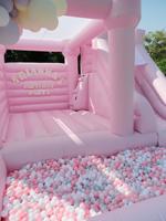 Tente dôme gonflable Hualong 3D à thème floral rose, monocouche en PVC, quatre saisons, qualité commerciale, pour événements et loisirs en extérieur