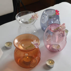 حامل شموع ومعطر زيتي زجاجي بورسليكات مقاوم للحرارة بتصميم آرت ديكو للبيع بالجملة مباشر من المصنع - Product Image 6